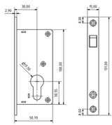Zanda Sliding Door Mortice 30mm Backset