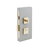 Zanda Square Double Turn Lock - Satin Nickelgle Cylinder & Escutcheon