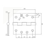 Zanda Butt Hinge 100x75x2.5 Fixed Pin