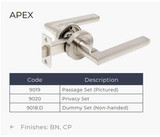 Zanda Apex Passage Set inc Latch Zanda Apex Passage Set inc Latch