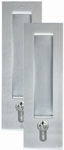 Austyle Flush Pull Rectangle (Euro Cylinder Hole) 220mm - Satin Chrome