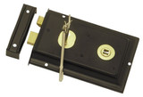 Superior Brass Rim Lock - Black Iron 150mm