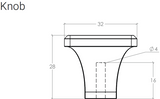 Georgia Square Knob 32mm
