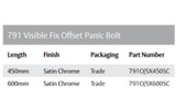 Lockwood Visible Fix Offset Panic Bolt 450m - Satin Chrome