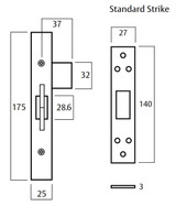 Lockwood 3573 Mortice Sliding Door Lock Turn Inside