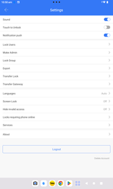 McGrath TT-Lock management App: Smartphone example screenshots