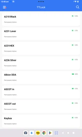 McGrath TT-Lock management App: Smartphone example screenshots