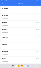 McGrath TT-Lock management App: Smartphone example screenshots