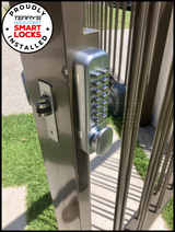 BL2000SC Borg Digi-Mech 2000 Knob and Medium Lever Satin Chrome Installed by Terry's Gold Coast Smart Locks
