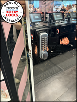 BL2000SC Borg Digi-Mech 2000 Knob and Medium Lever Satin Chrome Installed by Terry's Gold Coast Smart Locks