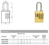 Lockwood 150/30/125 Brass Combination Padlock 30 mm