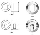 Lockwood 1360 Series - Oval Cylinder & Privacy Indicating Turn Escutcheon Kit - Satin Chrome
