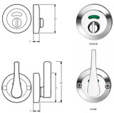 Lockwood 1360 Series - Oval Cylinder & Privacy Indicating DDA Turn Knob Escutcheon Kit - Satin Chrome