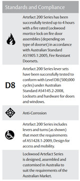 Lockwood 200 Exterior Plate with Guarded Cylinder Hole & 70 Lever - Left Hand - Satin Stainess Steel