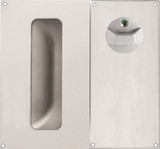 Lockwood 221D Detention Square Plate - Visible Fix - Flush Pull and Privacy Indicating Turnknob | Right Hand | Satin Stainless Steel