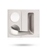 Lockwood 221D Detention Square Plate - Visible Fix - Flush Pull, Cylinder and Lever/Knob | Lever 23 | Left Hand | Satin Stainless Steel