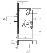 Lockwood 3572 Mortice Lock Wide Style Aluminium Fix 60mm Backset