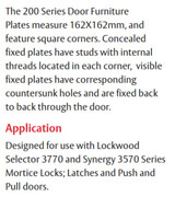 Lockwood 200 Exterior Plate with Cylinder Hole LED 59 Lever