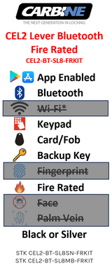 Carbine CEL2 Fire Rated Latching Smartlock with Lever - Black - Bluetooth