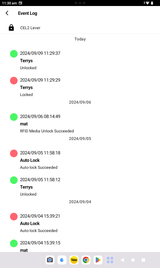 Carbine CEL2-BT management App: Smartphone example screenshots
