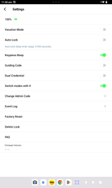 Carbine CEL2-BT management App: Smartphone example screenshots