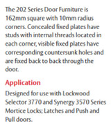 Lockwood 203 Interior Plate with Cylinder Hole 70 Lever
