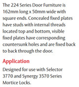 Lockwood 225 Interior Plate with DDA Turn & 90 Lever