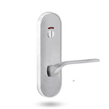 Lockwood 2814/122 - Exterior Round-End Brass Plate - Privacy Indicator Emergency Turn & Lever - Lever 122