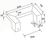 Zanda Polo Offset Pull Handle 600mm Centres- Face Fix