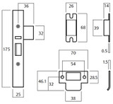 3572 MORTICE VESTIBULE PRIMARY LOCK - 60 mm Backset - Satin Chrome