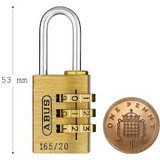 ABUS Padlock 165/20 Combo Display Pack - Brass