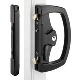 Austral Yarra Ridge Sliding Door Lock With Standard Outer Pull - Egress Inner Pull - Outer Cylinder LW4 Profile KD and 16mm Catch Plate - Black