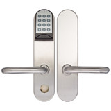 Salto XS4 Key Override Keypad Escutcheon with U Levers (40 - 45mm Door) - Satin Stainless Steel