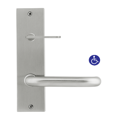 Dormakaba Furniture Square End Plate Visible Fix with Disabled Turn and Noosa Lever - Satin Stainless Steel