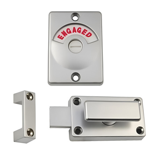 Metlam Lock and Indicator Set with Screw Fixings - Satin Chrome Pearl