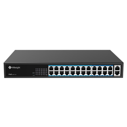 Milesight Unmanaged Network Switch with XX POE Ports Plus 2 Uplink Ports - Black