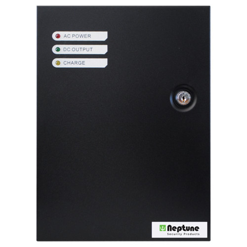 Neptune 12VDC Power Supply with Battery Charging Lockable Metal Enclosure - Black
