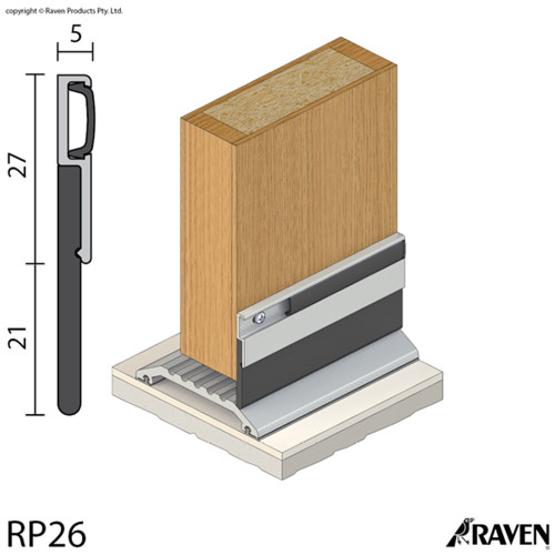 Raven RP26 Door Bottom Sweep Seal - Clear Anodised