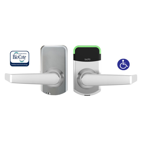 Salto XS4 Mini ANSI Escutcheon with ANSI Cylindrical Latch Included - D Handles - DDA Compliant - HSE - BLE and Mifare Desfire - 8mm Spindle Reader - suits 40-47mm Door