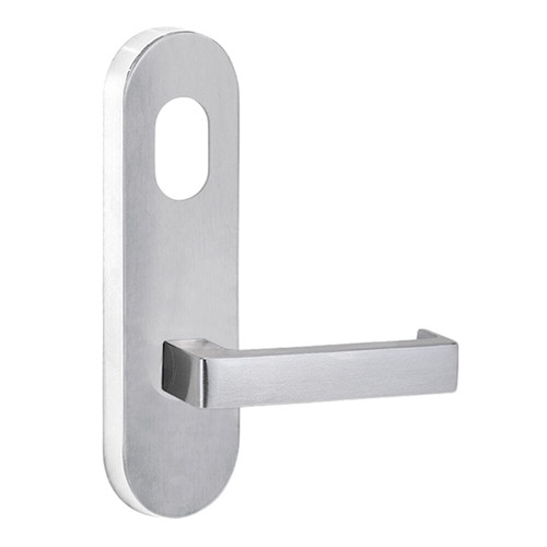 Lockwood 2801 Round End Plate with Cylinder Hole & 142 Lever - Satin Chrome