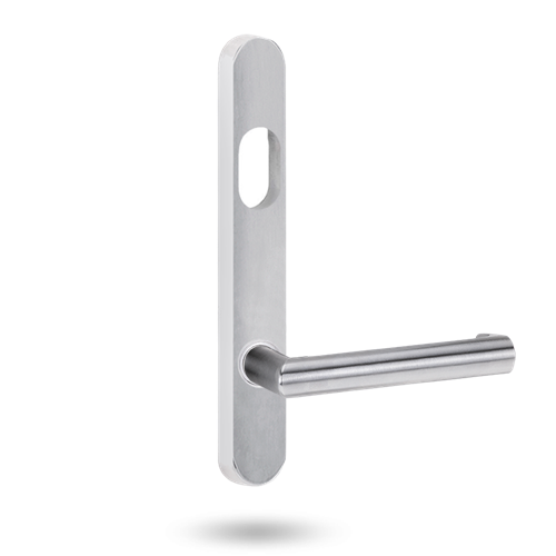 Lockwood 5801 Round End Plate with Cylinder Hole & 155 Lever - Satin Chrome