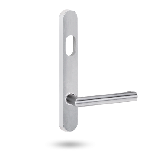 Lockwood 5601 Round End Plate with Cylinder Hole & 155 Lever - Satin Chrome