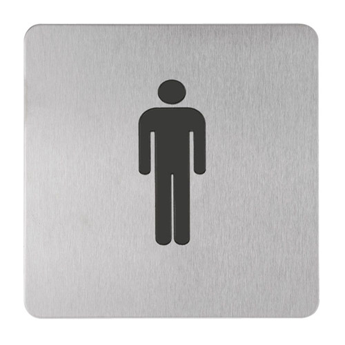 Lockwood 202 Exterior Round Corner Plate - Male Symbol Full Infill Engraving | Natural Anodised Aluminium