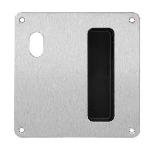 Lockwood 203 Interior Plate with Flush Pull & Cylinder - Right Hand - Satin Stainess Steel
