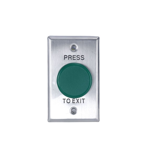 Secor HD Mushroom Style Egress Button, IP66, Green - Stainless Steel