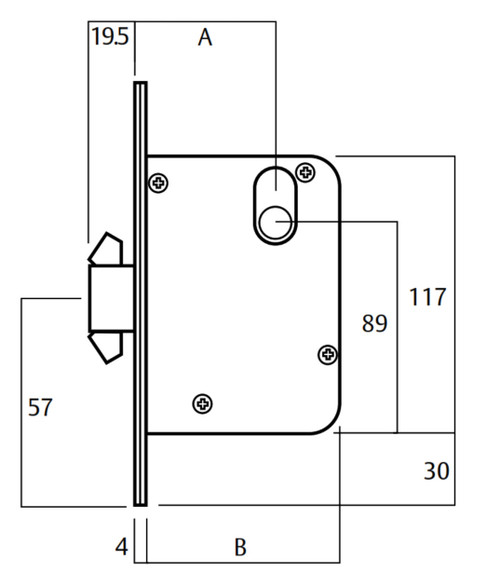 Lockwood 3573-TSC Mortice Sliding Door Lock Turn Inside SC