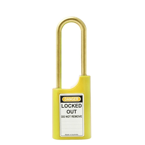 Lockwood 215-Pin 40/2503 Plastic Safety Padlock 40 mm Yellow Body. Brass Shackle (Box of 20)