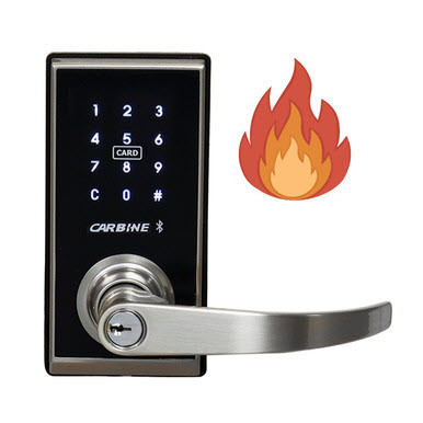 Carbine CEL2-BT Fire Rated Bluetooth Leverset with RFID and Key Override – Satin Nickel