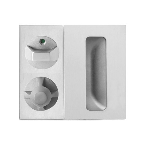 Lockwood 220D Detention Square Plate - Concealed Fix - Flush Pull, Privacy Indicating Turnknob and Lever/Knob | Webbed Knob 22 | No Tailbar Variant | Left & Right Hand | Satin Stainless Steel