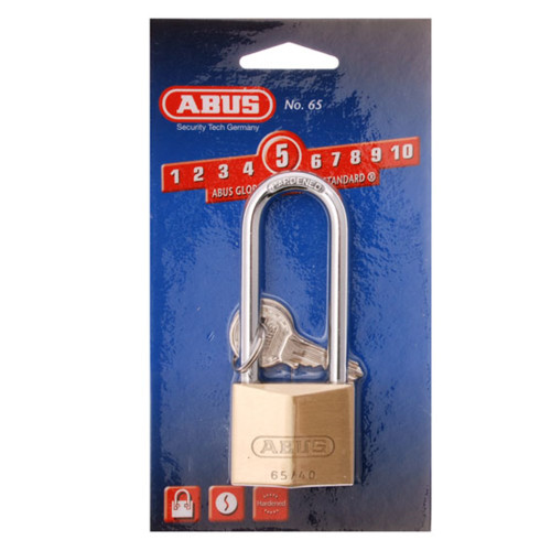 ABUS 65 Series Premium Padlock With 40mm Brass Body and 63mm Hardened Steel Shackle KD Display Pack - 65/40HB63C